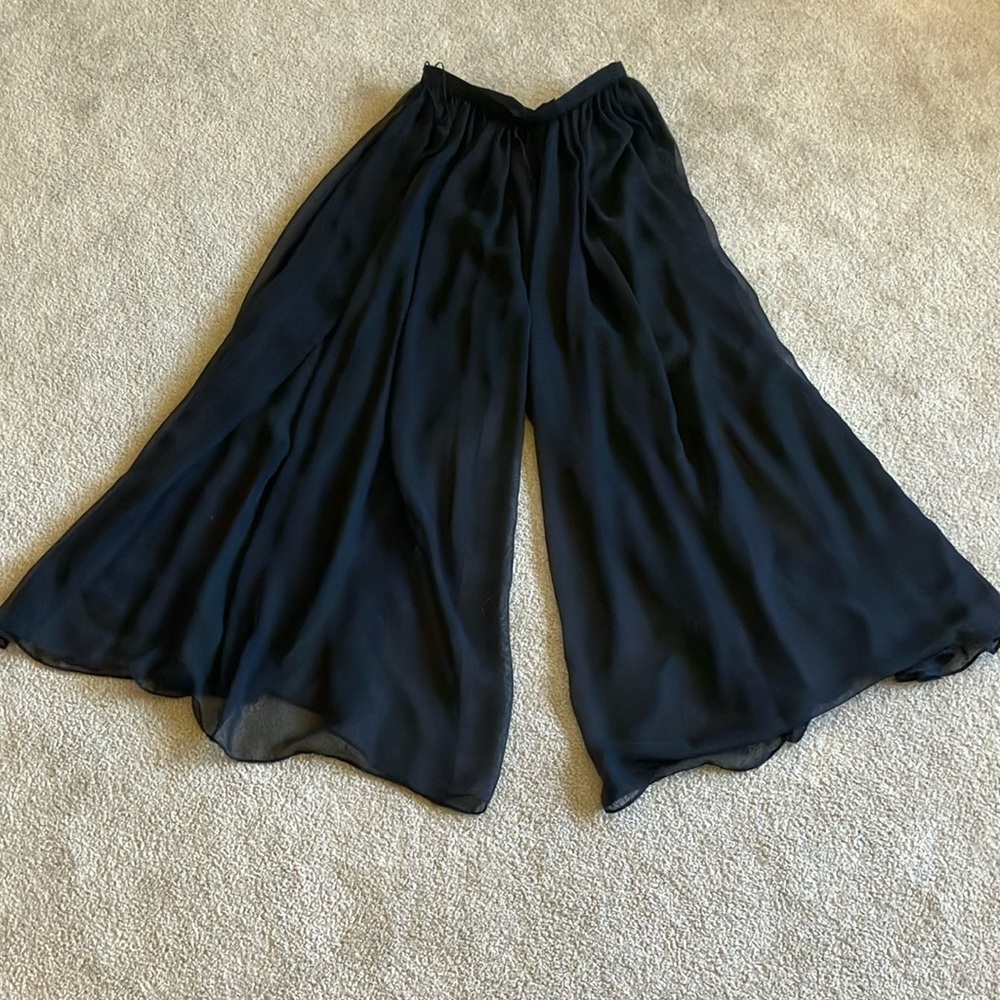 CAROLINA HERRERA Black Silky Pleated palazzo pants Long Skirt 12